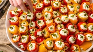 J’ai apporté un plateau de mini poivrons farcis : mes invités n’ont parlé que de ça à l’apéro